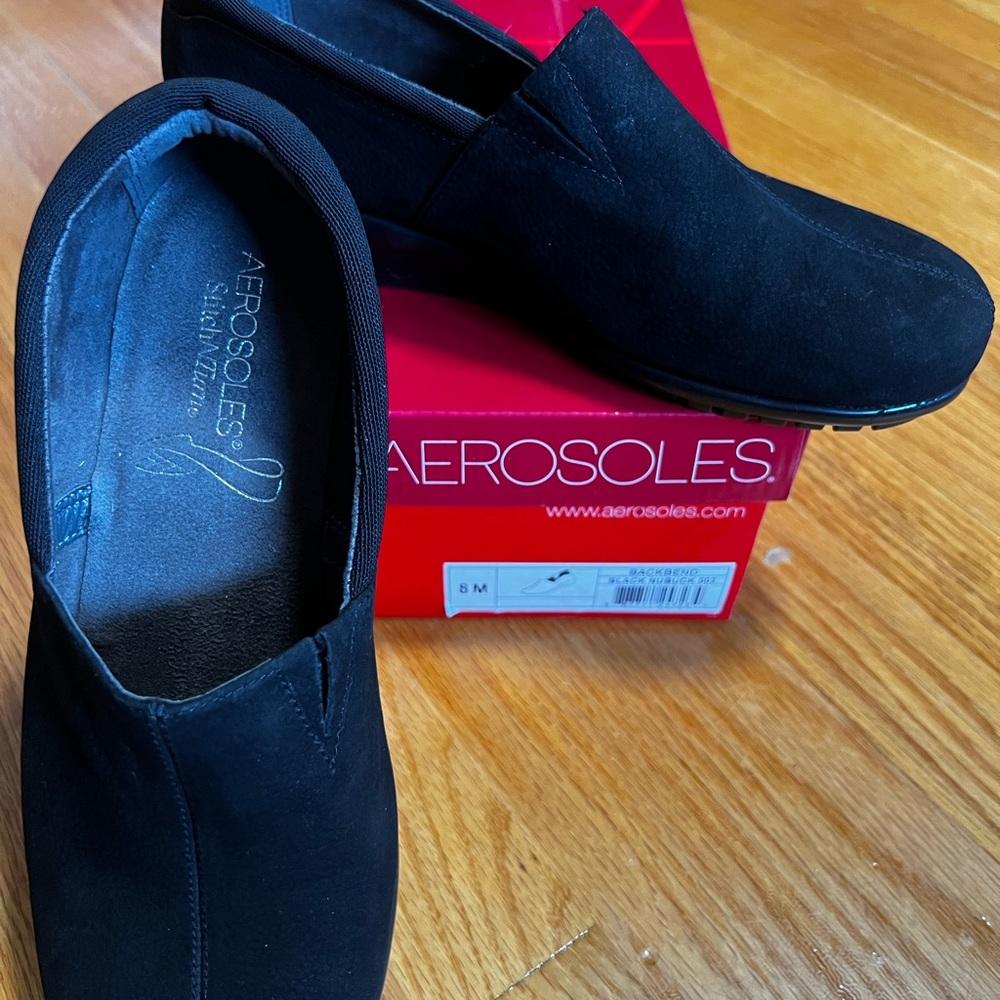 AEROSOLES BLACK SIZE 8 BACKBEND BLACK NUBUCK